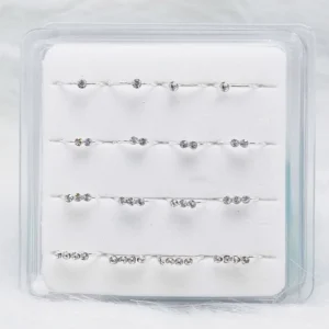 16pcs/pack 925 Sterling silver 22G Nose Rings Hoops clear crystal Nose Studs Piercing for Women body jewelr